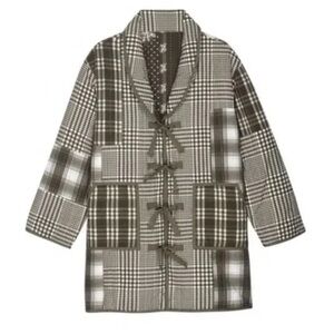 THE GREAT. Green Plaid Quilted Reversible Puffer Jacket Size M/L